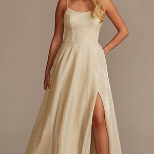 size 16 | Gold Bridesmaid Dress | Never Worn | Glitter Sparkly | Jules and Cleo